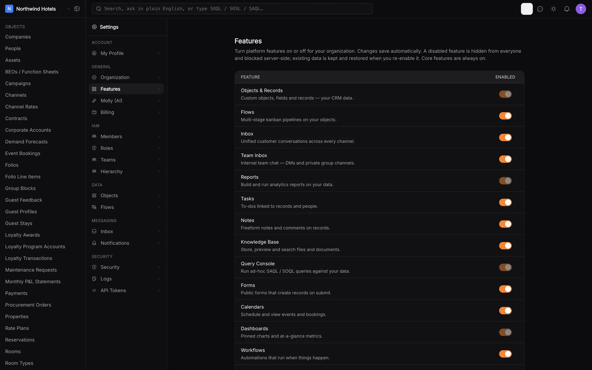 klerc per-feature governance toggles